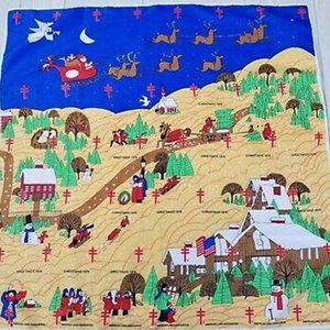 American Lung Association Christmas Greetings 1976 Vintage Scarf, New